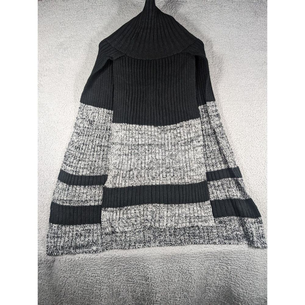 BCBGMaxAzria Poncho Womens One Size Black Grey Striped Sweater Poncho - NO TAG